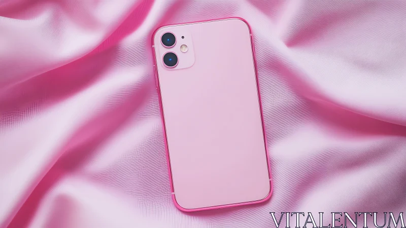 Pink iPhone 11 Smartphone with Dual Camera Module on Gradient Background