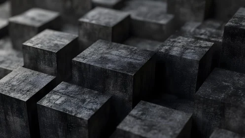 Rendered dark cubic array exhibits staggered grid structure