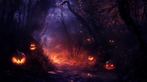 Glowing jack-o&rsquo;-lantern path welcomes a delightfully eerie walk