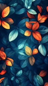 Vivid teal and orange foliage pattern in flowing gradients.
