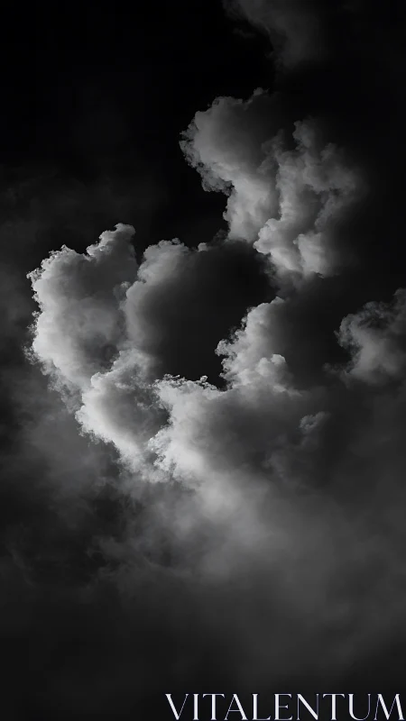 Stormlit cloud cathedral carved from midnight sky. Period.