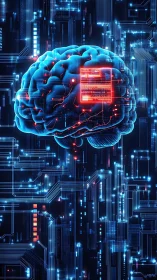 Luminous digital brain humming with glowing circuit wisdom.