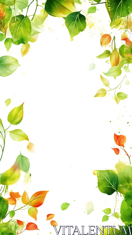 Gentle watercolor leaf frame inviting calm and creativity.