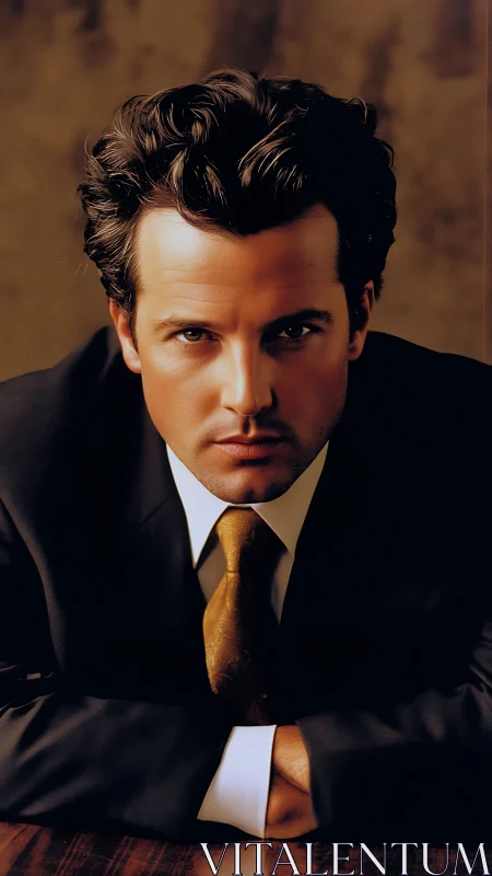 Intense corporate portrait with shallow depth and warm key lighting