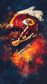Football player profile rendered with explosive paint effects