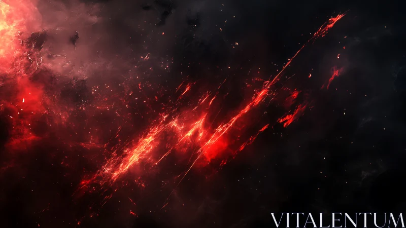 Crimson stellar fissure streaking through nebulous void.