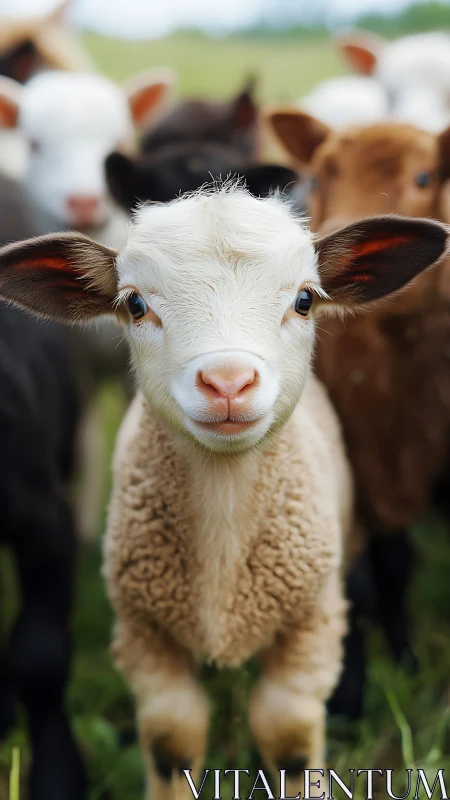 Young lamb in shallow depth-of-field pastoral portraiture