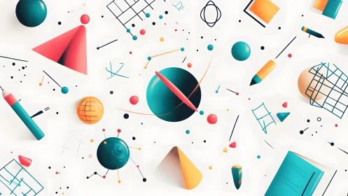 Abstract geometric learning shapes in playful teal palette.