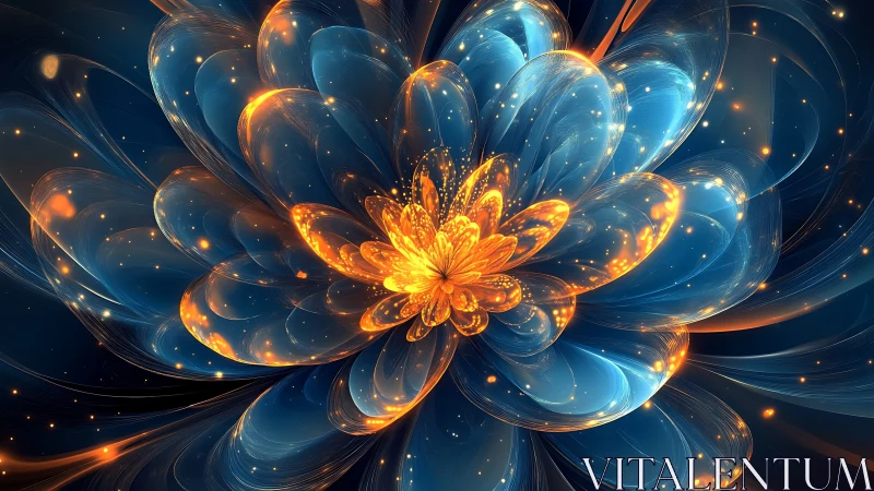 Fractal-rendered luminous flower form is displayed centrally