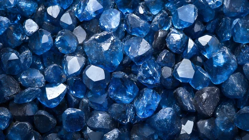 Sapphire storm of raw blue crystals, glittering in chaos.