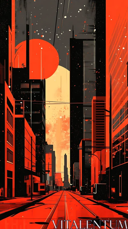 Neon dusk pours molten light through the silent city canyons