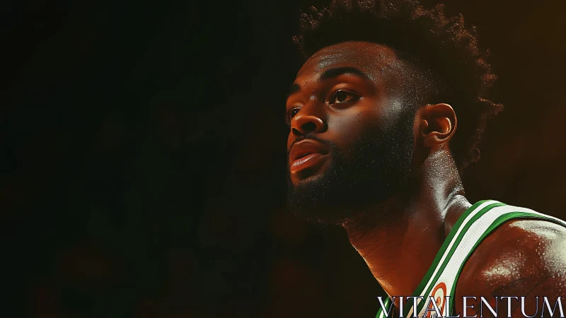 Side-lit basketball player portrait with high-contrast cinematic grading