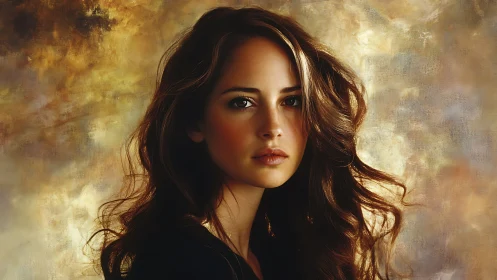 Digital portrait of young woman with soft painted light.