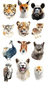 High-key animal portrait grid unifies diverse species realism