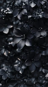 Dark Floral Cluster: Monochromatic Botanical Study in Deep Shadow.