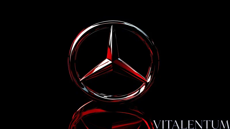 Mercedes-Benz emblem in glossy 3D style with dramatic lighting.