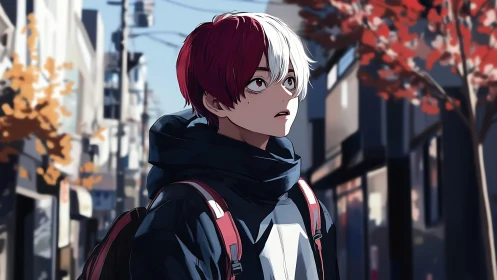 Quiet city stroll with a two-toned haired daydreamer.