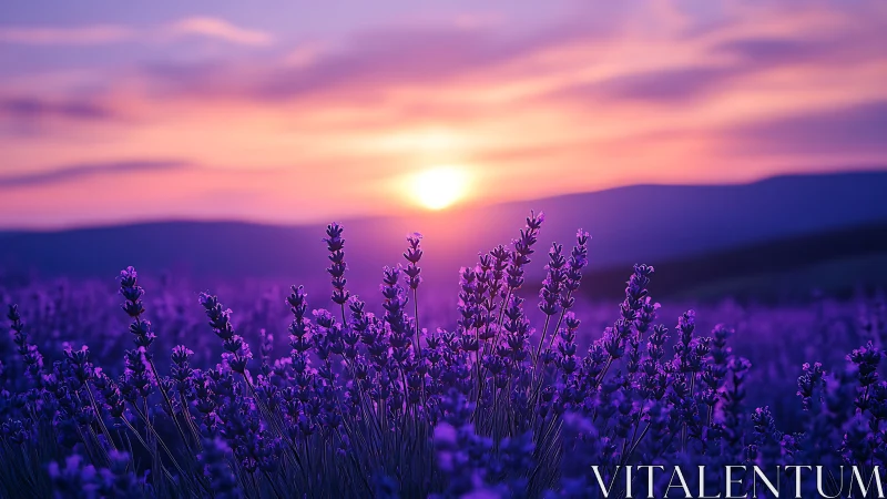 Lavender horizons drink in a molten violet sunset glow.