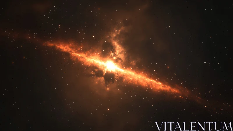 Stellar fireburst carving a blazing path through deep space.