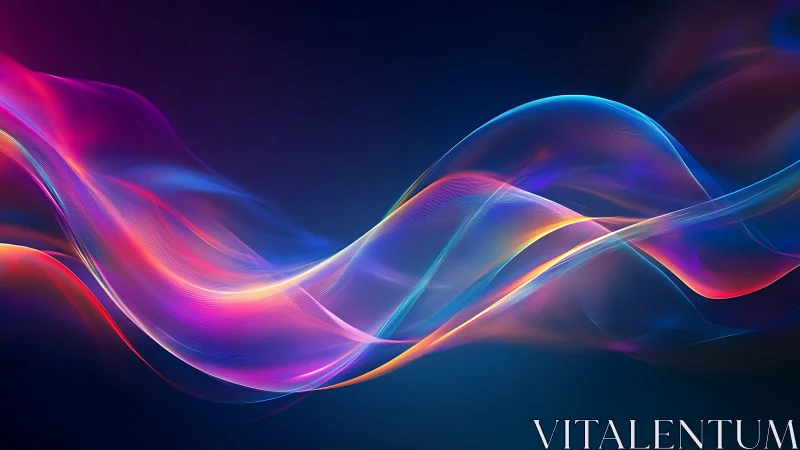 Lightwaves curl like neon silk across a midnight horizon