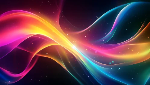 Cosmic color rivers swirl through a neon-breathing night sky.