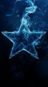Luminous blue smoke star contour in deep celestial void.