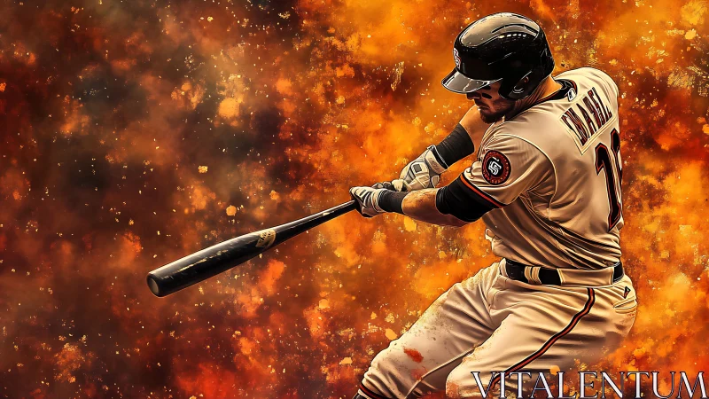 Flaming swing captures a powerful baseball moment in motion