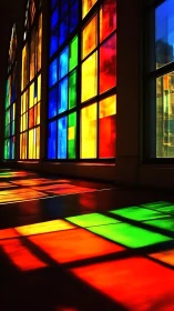 Sunlit rainbow windows casting colorful paths of warmth.