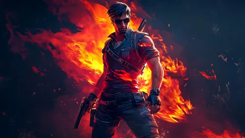 3D-rendered tactical operative features volumetric fire effects and dynamic lighting