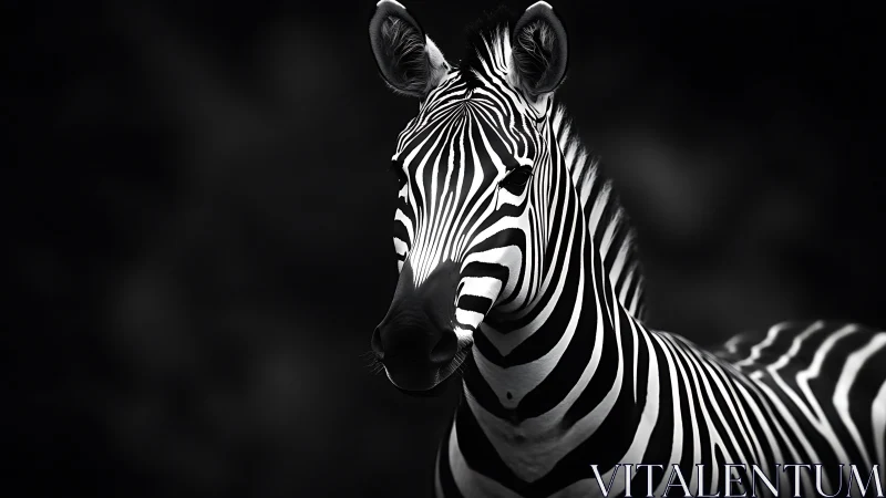 Midnight muse zebra wrapped in luminous monochrome stripes.