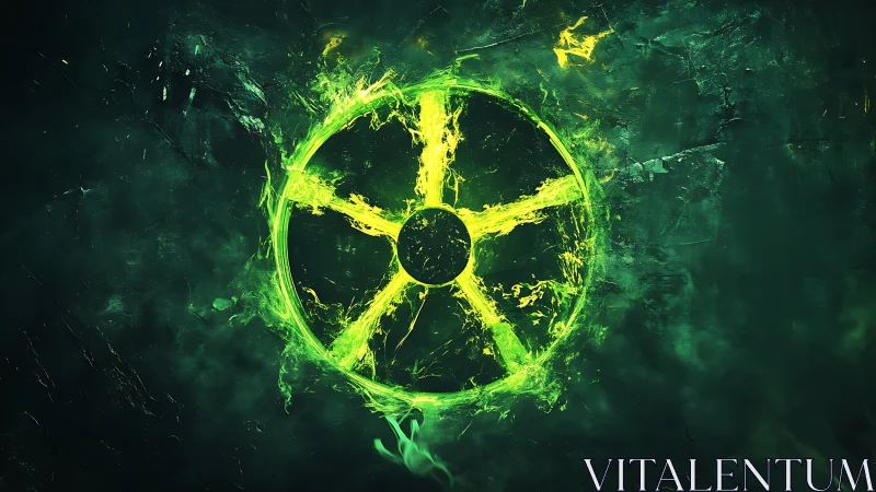 Radiant toxic wheel burns neon scars into deep green void