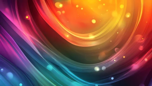 Vibrant neon light waves swirl around glowing orbits.