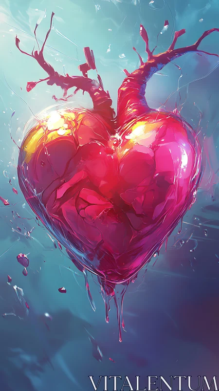 A Luminous Crystal Heart Bursts with Radiant Energy