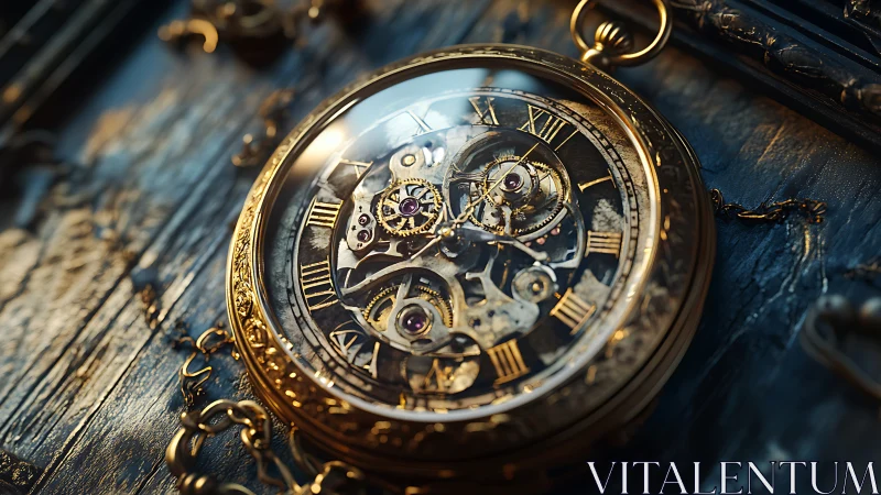 Ornate steampunk pocket watch with exposed brass gears.