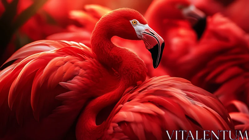 Vibrant Flamingo Close-Up in Soft-Focus Artistic Photography.