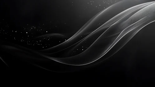 Monochrome abstract waves with dispersed particle elements.