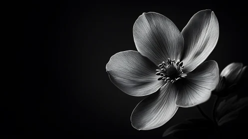 Monochrome Delicate Flower with Dark Background