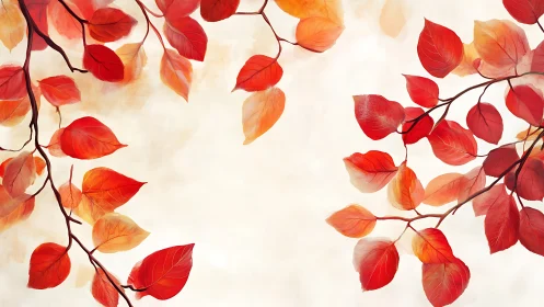 Autumn foliage branches frame negative space with warm gradient