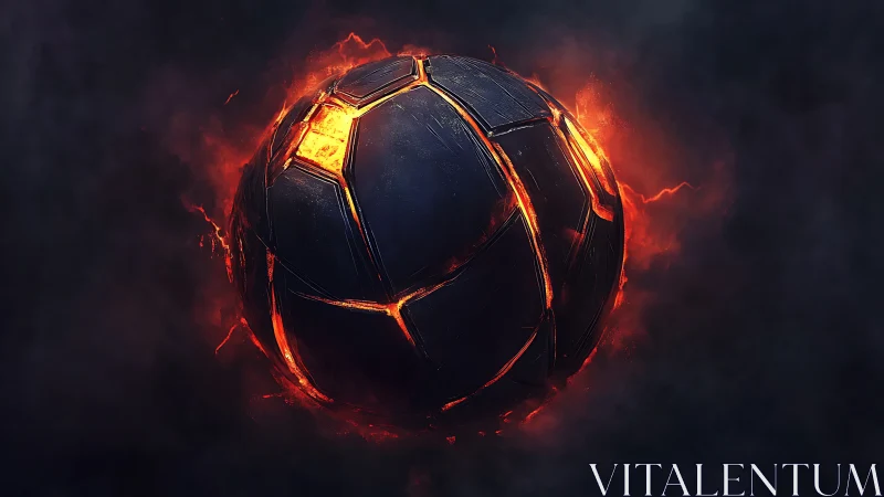 Molten segmented sphere is depicted in dark smoky space