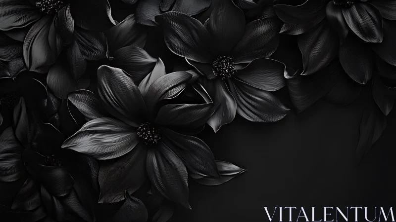 Black and White Flower Study with Dramatic Lighting