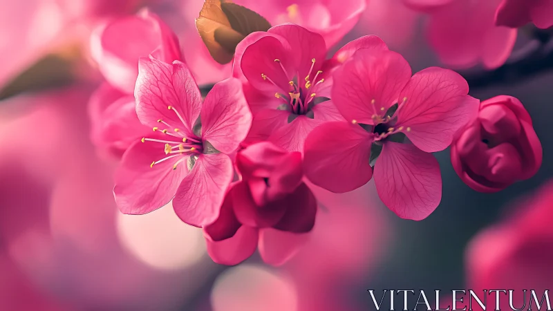 Vibrant Pink Blossoms with Golden Stamens.