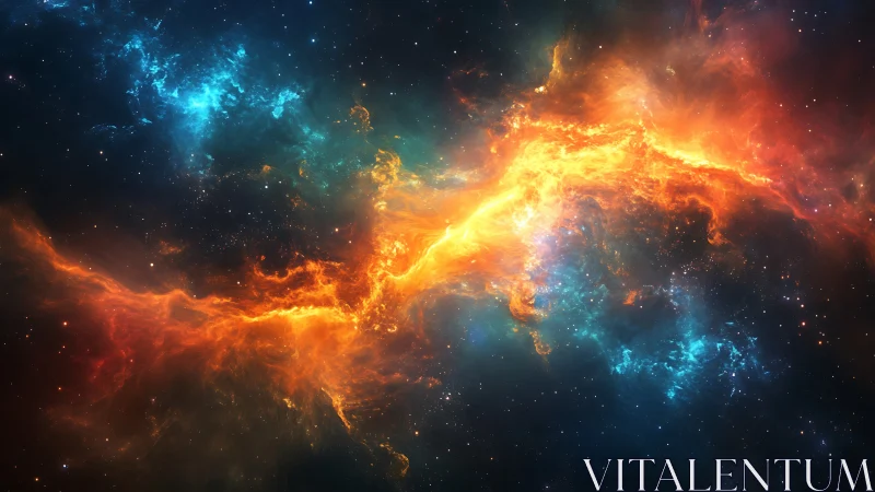 Digital nebula panorama with luminous chromatic plasma flow.