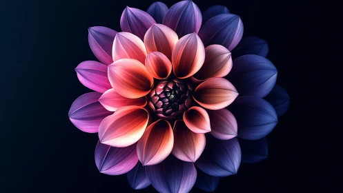Neon Bloom: Gradient Petals Dancing in Cosmic Darkness.