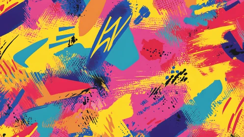 Joyful abstract splashes in bold, energetic neon colors.