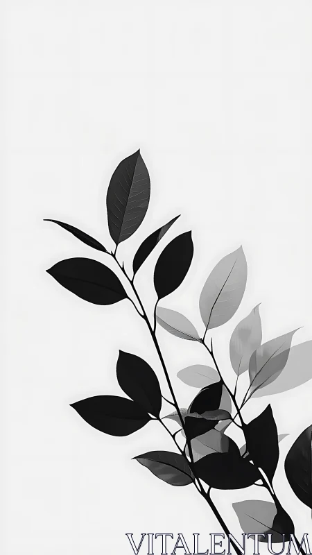Graceful monochrome leaves bringing calm, airy charm.