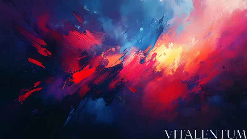Vivid Abstract Brushstroke Explosion in Bold Colorful Palette.