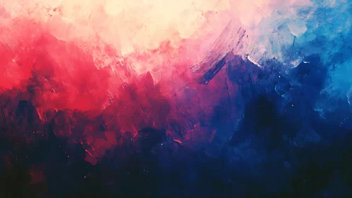 Vibrant red and blue abstract gradient suggests distant horizon