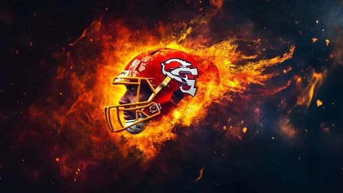 Incandescent Football Helmet in Pyrolytic Combustion Field.