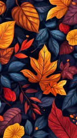 Digital illustration shows overlapping autumn leaves composition