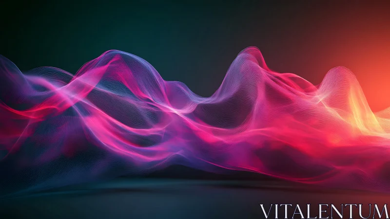 Glowing waves of neon light drifting through tranquil night.